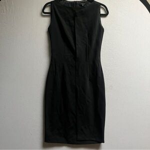 Krizia Black Sleeveless 100% Wool Sheath Dress Sz S